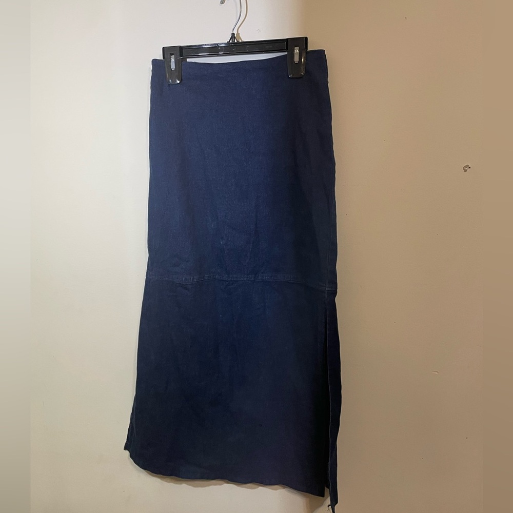 Tracey Evans Women's Size 7 Denim Jean Double‎ Slit long skirt Zip Back cotton